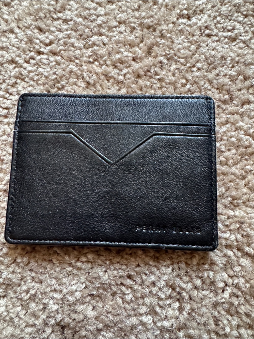 Perry Ellis Black Genuine Leather Card Pocket Holder